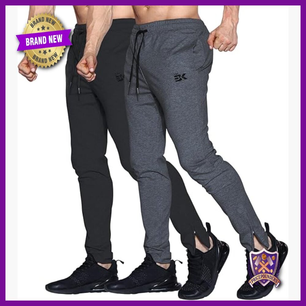 Men's Athletic Sweatpants with Ankle Zippers, Tapered Fit, Pockets